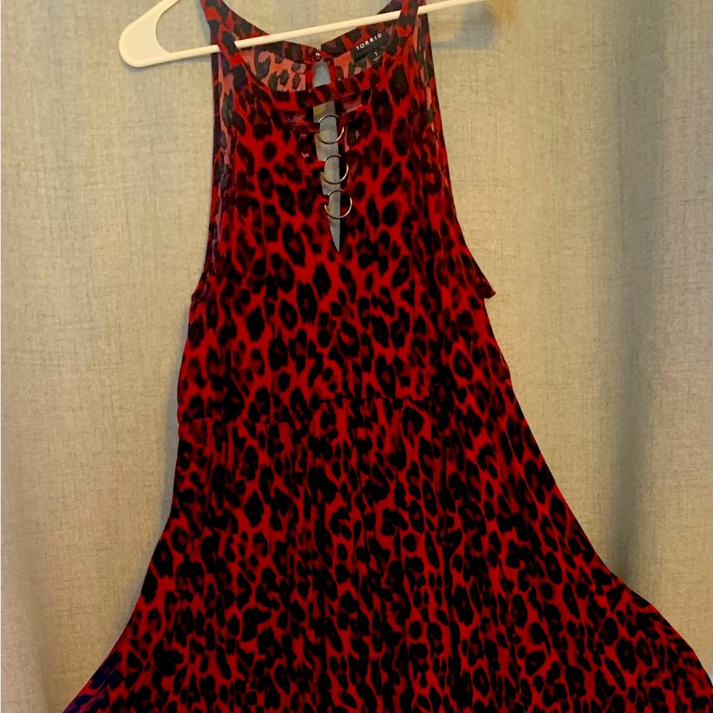 1xl Red & Black Leopard Print Dress